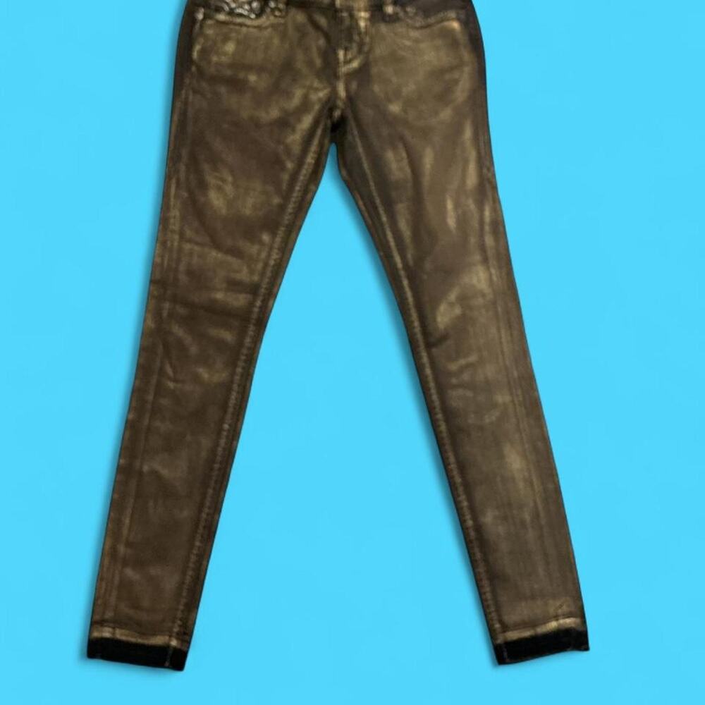 Rock revival metallic skinny jeans